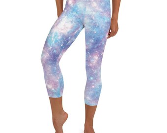 Activewear Leggings Women - Pastel Galaxy High Waisted Yoga Workout Capris