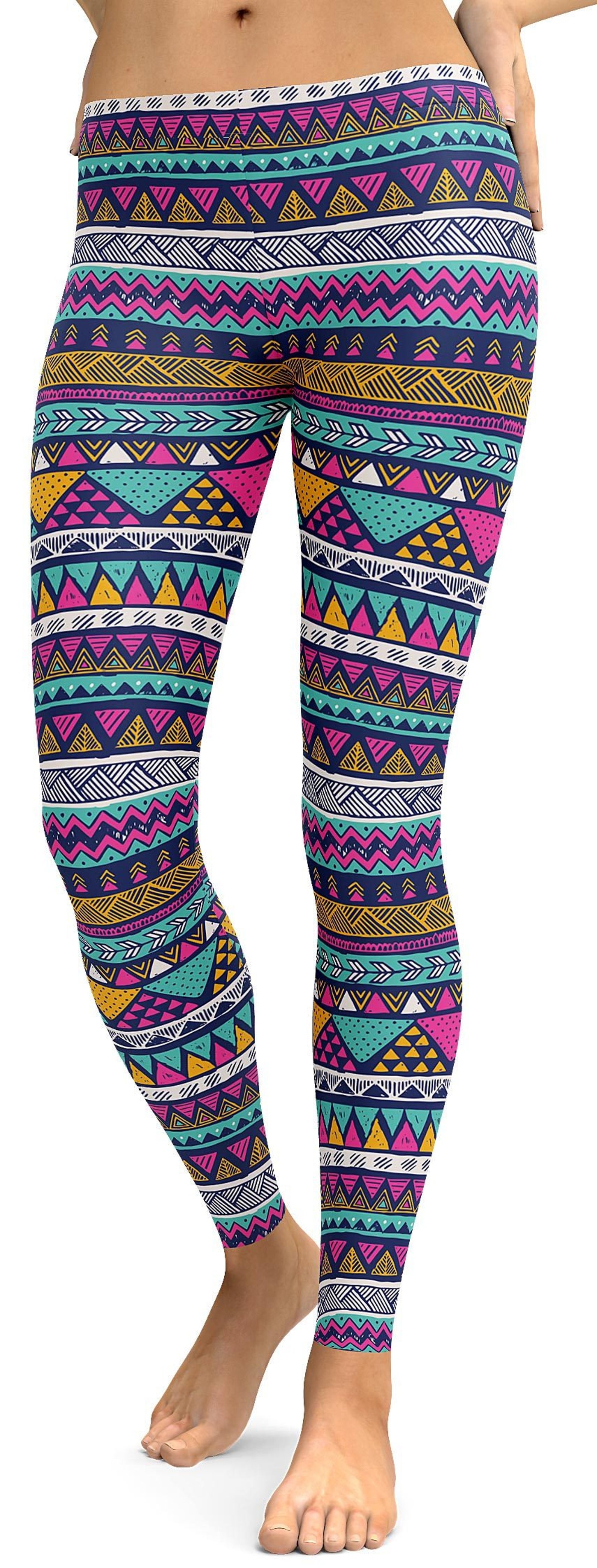 Neon Multicolor Ethic Aztec Grunge Print Men's Leggings