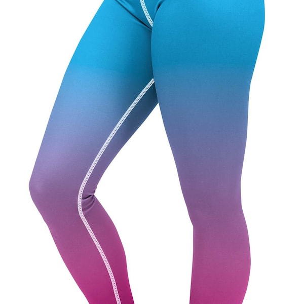 Ombre Blue to Pink Yoga Pants