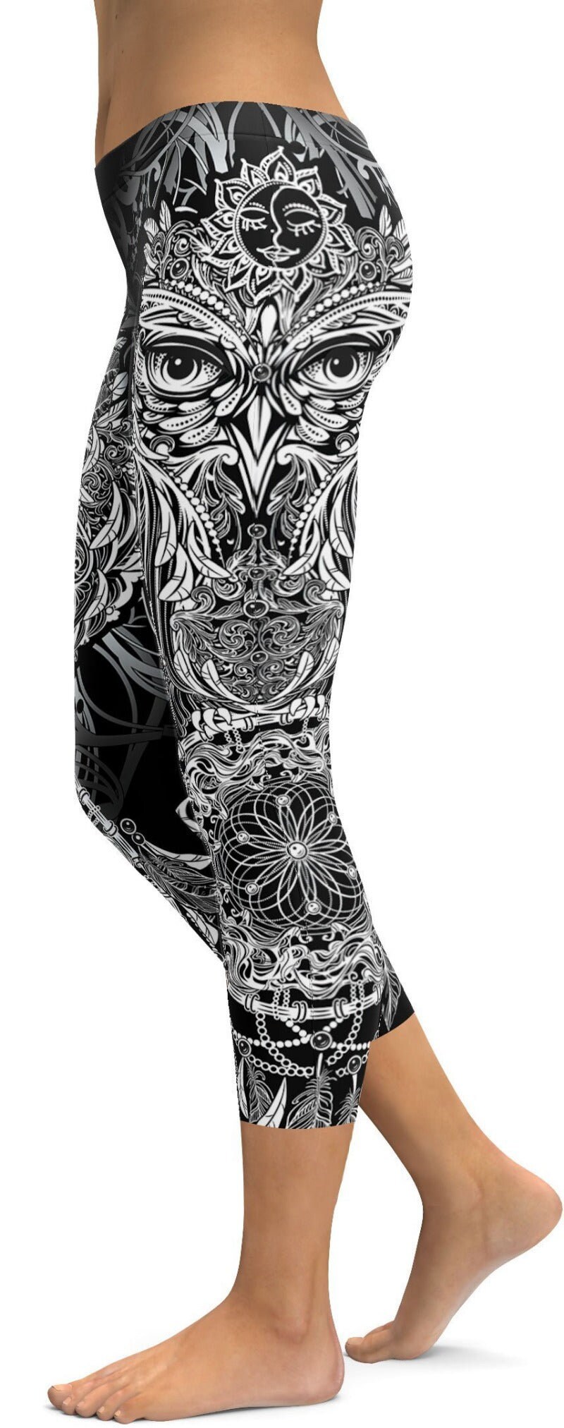 B&W Ornamental Owl Capris