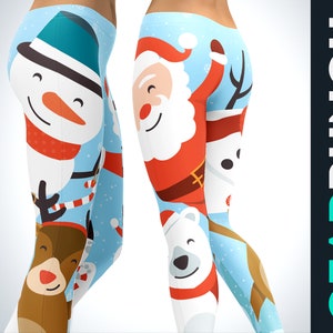Cute Christmas Leggings for Women, Printed Santa Leggings, Sexy Gym Workout Tiktok Leggings, Yoga Pant Tights, Unique Christmas Gift for Her