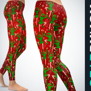Santa&#39;s Elves Leggings for Women, Printed Christmas Leggings, Outfit for Girl, Xmas Gift for Her, Gym Workout Plus Size High Waist Leggings