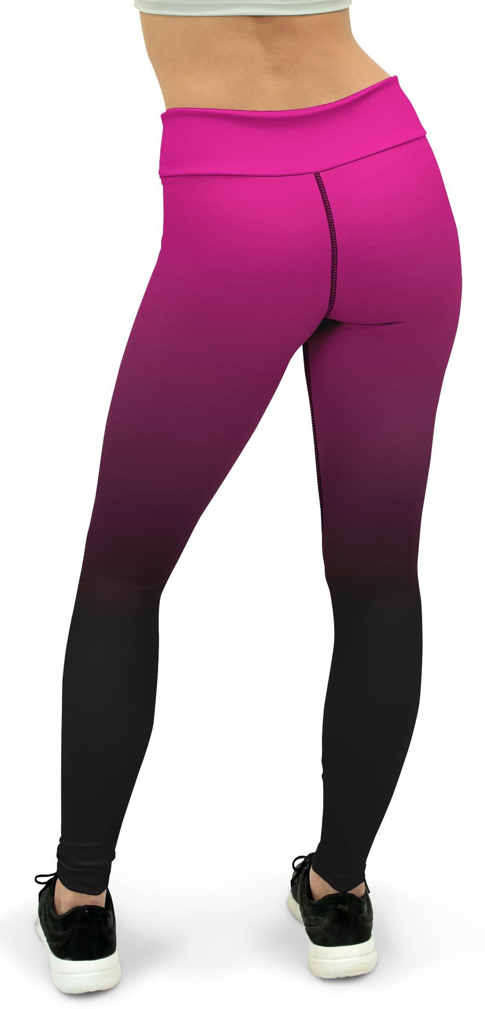 Ombre Yoga Pants Women: Pink Black High Waisted Leggings for Workout