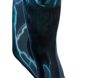 Workout Leggings Women Night Wolf Print | High Waisted Activewear for Yoga, Running & Gym