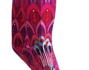 Yoga Leggings Women - Peacock Feather Print High Waisted Activewear Workout