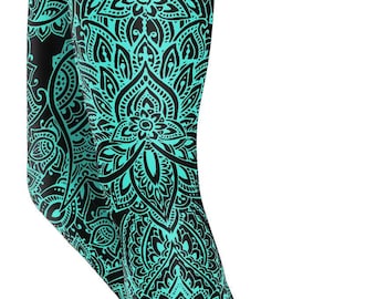 Henna Tattoo Leggings Women | Colorful High Waisted Activewear Workout Yoga Pants Plus Size