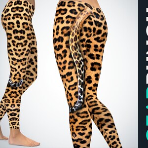 Leopard Leggings, Animal Printed Brown Leggings for Women, Tiktok Leggings, Gothic Halloween Workout Leggings, Plus Size High Waist Leggings