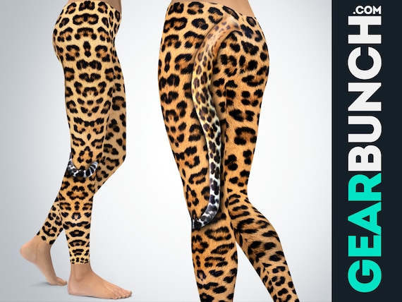 Leopard Leggings, Animal Printed Brown Leggings for Women, Tiktok Leggings,  Gothic Halloween Workout Leggings, Plus Size High Waist Leggings 