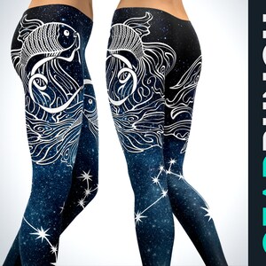 Pisces Leggings For Women, Colorful Printed Zodiac Leggings, Pisces Birthday Gift For Her, Pisces Zodiac Gifts, Astrology Constellation Gift