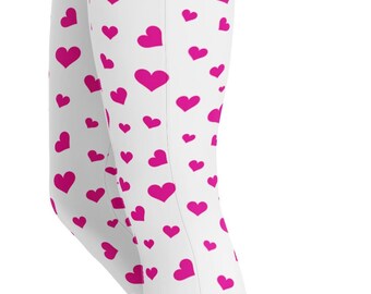 Activewear Leggings Women | Pink Hearts Capri Workout Pants, High Waisted Yoga Pants