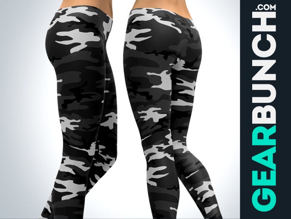Black / Grey Camo - Camouflage Print Yoga Leggings