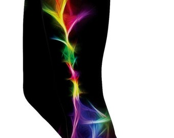 Gemusterte Workout Leggings Frauen: EDM Wave Print Hoch taillierte Activewear Yogahose