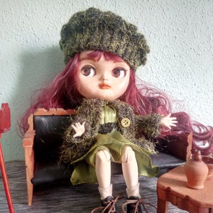handmade jacket and beret for blythe dolls