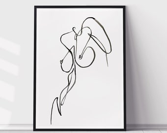 Sexy One Line Art // Nackter sinnlicher Körper Boudoir Erotische Kunst Feminin intim Weiblich Zeichnung Quality Kunstdruck Line Art Poster