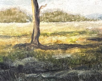 H. Ramirez 1950s landscape painting 11” x 9” very beautiful painting