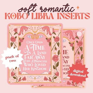 Romantic Foxes Kobo Libra Color Insert 2 pack | Pobieranie cyfrowe | Bookish Fantasy Pink Book Romantasy Romantic | Do druku