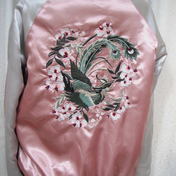 Satin Embroidered Baseball/Bomber jacket/Quilted thru out-SZ-Large