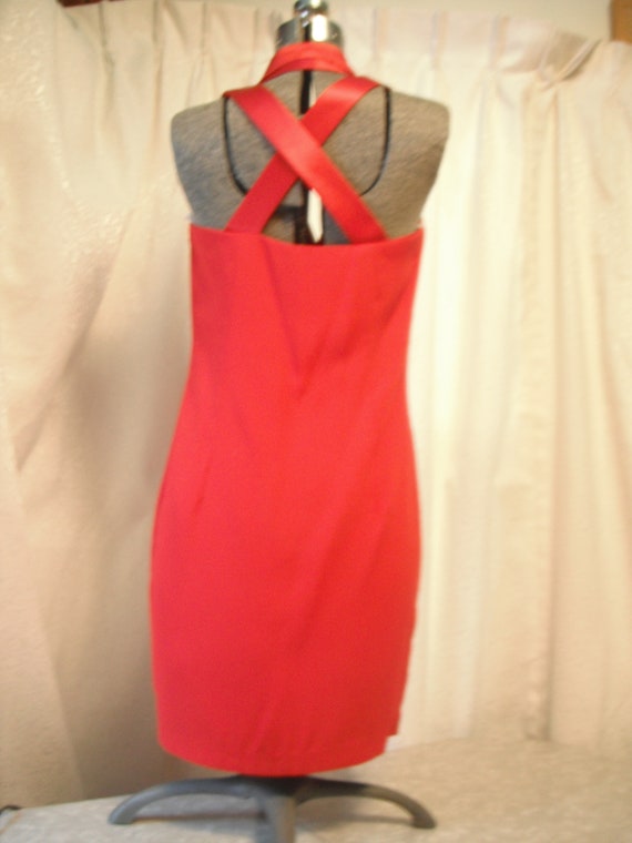 Sexy red Cocktail dress-vintage-never worn/fully … - image 5