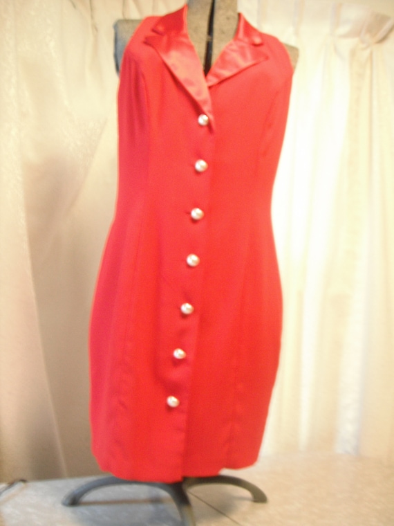 Sexy red Cocktail dress-vintage-never worn/fully … - image 2