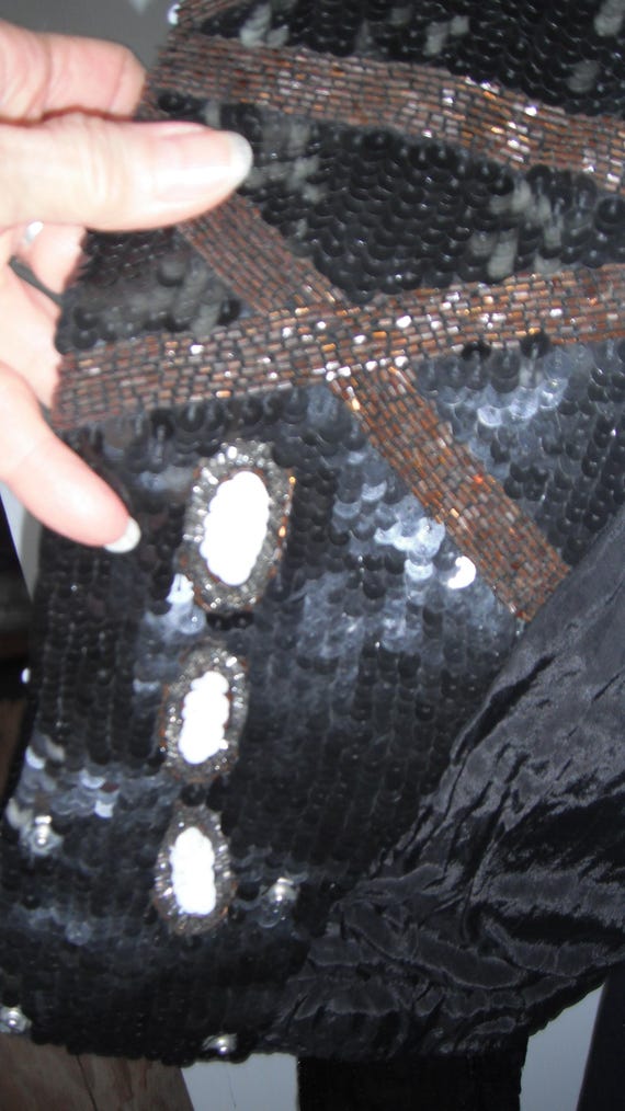 Sequin Jacket with Nautical theme Size Large Bomb… - image 5