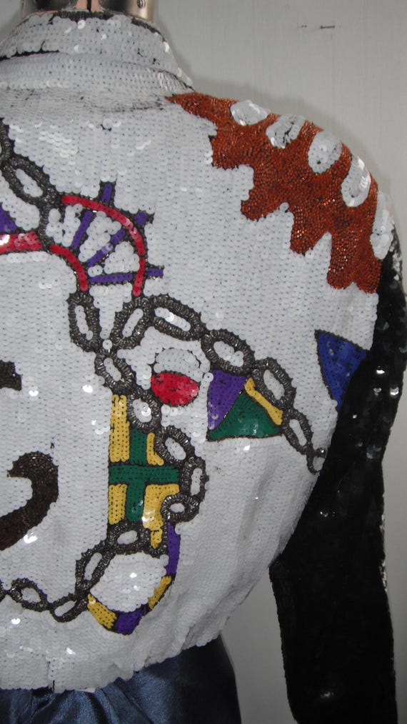 Sequin Jacket with Nautical theme Size Large Bomb… - image 9