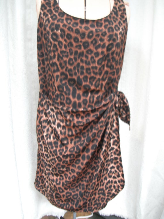 Leopard print sheath dress with overlay wrap -SZ-8