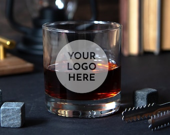 Logo Whiskey Glasses Engraved, Custom Logo Whiskey Glass Personalized, Coompany Logo Gift Idea For Men, Custom Corporate Gifts With Logo