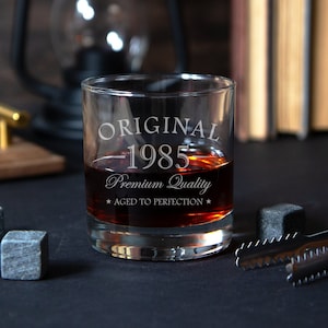 50th Birthday Whiskey Glass Personalized, Etched Bourbon Glass, 40th Birthday Whiskey Glass With Engraving, Whiskey Birthday Gift For Dad