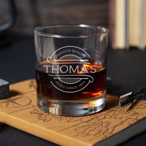 Birthday Whiskey Glass Personalized, 30th Birthday Gift for Men, 70th Birthday Whiskey Glass Etched Bourbon Glass, Birthday Gifts For Him