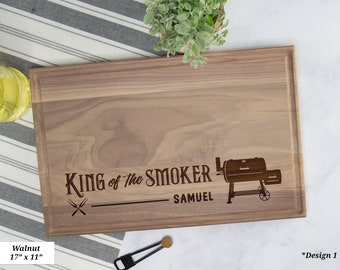 Smoker Cutting Board Personalized, Fathers Day Cutting Board For Dad, Meat Cutting Board, Smoker Grill Gifts, Custom Smoker Gift For Men