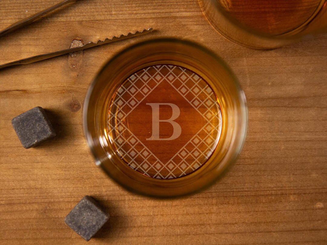 Engraved Whiskey Glasses, Monogram Bourbon Glass, Bottom Etched Whiskey — free download