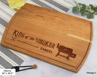 Smoker Board Personalized Meat Board, Meat Smoker Gifts For Him, BBQ Smoker Accessories, Smoker Cutting Board Personalized Fathers Day Gift