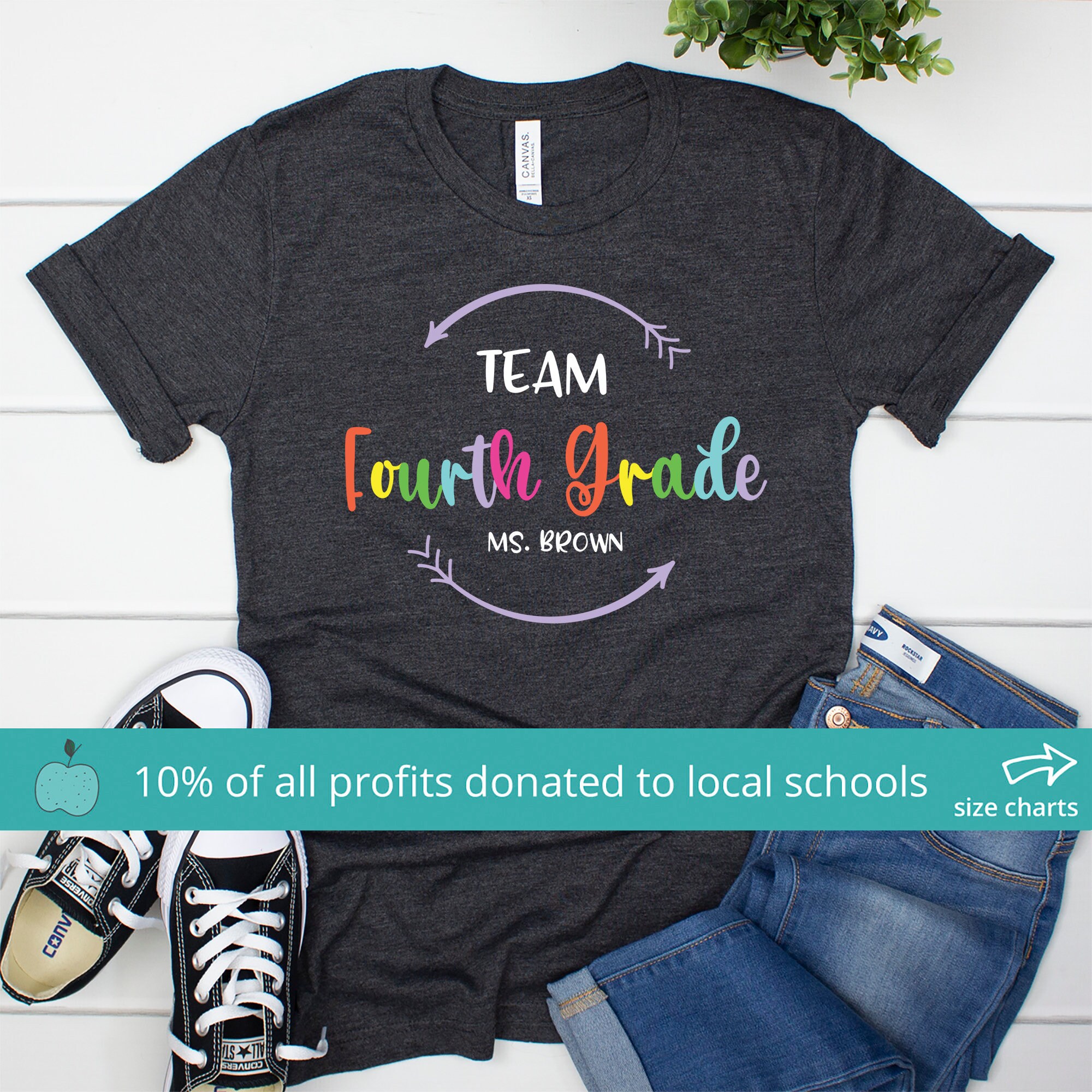 Fourth Grade Team Shirt Elementary Teacher Shirt,Teacher Gift Fourth Grade Teacher Shirt Teacher Shirt DTG Printing 4th Grade Shirt