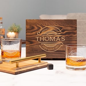 Personalized Whiskey Glass Birthday Gift, Custom Birthday Gift For Dad, Engraved Whiskey Glass Set, 21st Birthday Milestone Gift For Him