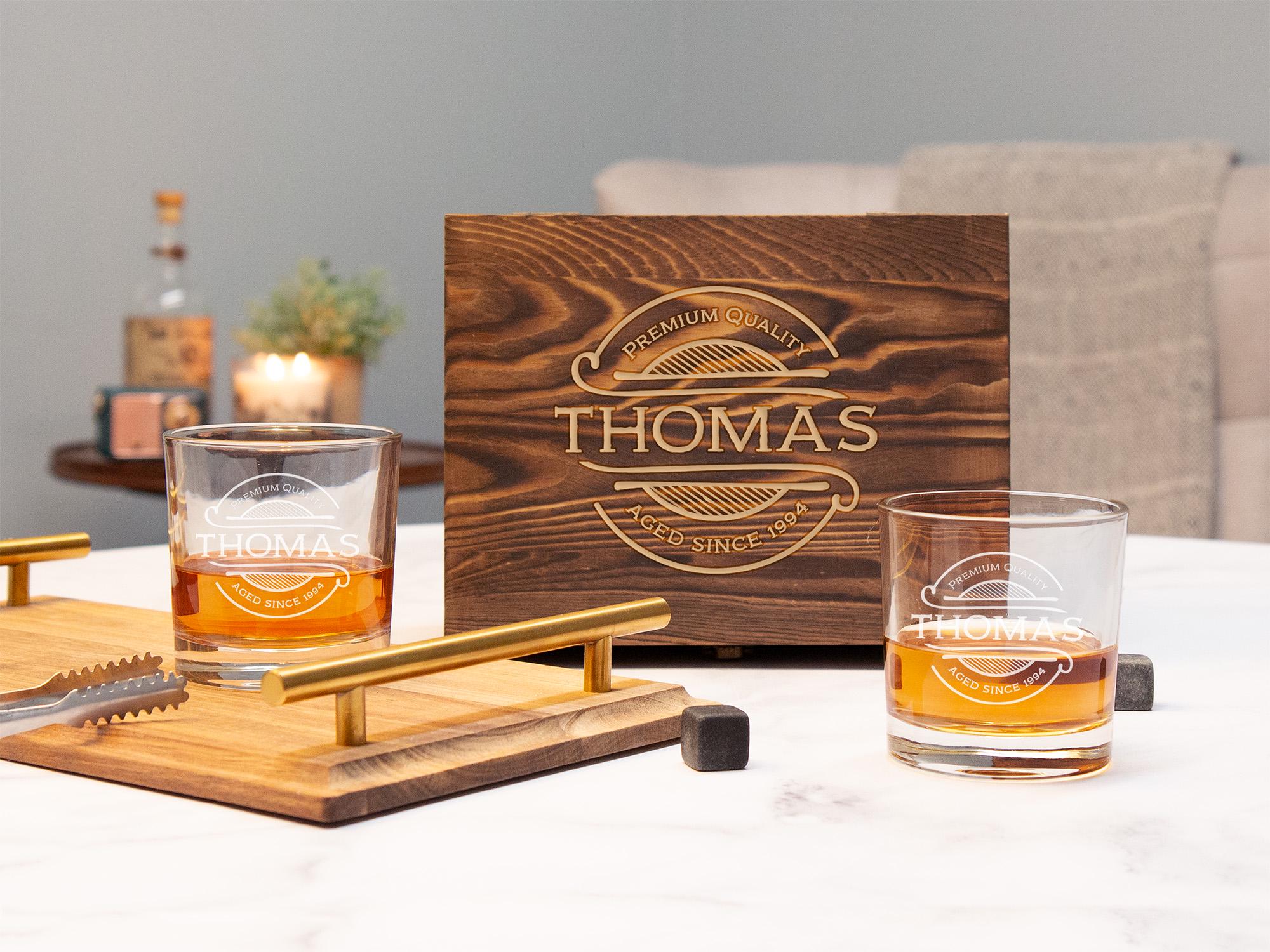 Personalized Whiskey Glass Birthday Gift, Custom Birthday Gift For Dad, Engraved Whiskey Glass Set, 21st Birthday Milestone Gift For Him
