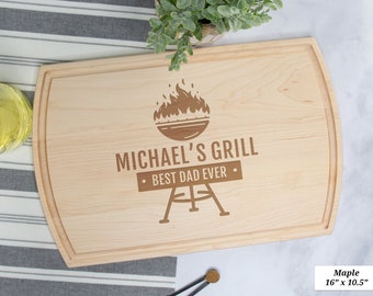 Personalized Dad Cutting Board, Custom Grill Design, Father's Day Gift