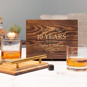 Whiskey Glasses Personalized Anniversary Gifts, Whiskey Glass Gift Set, 10th Anniversary Gift For Him, Wedding Anniversary Gift For Husband