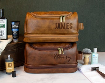 Personalized Vegan Leather Dopp Kit, Hanging Toiletry Bag, Travel Gift