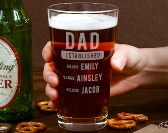 Vaso de cerveza con grabado para papá, regalo personalizado para el Día del Padre