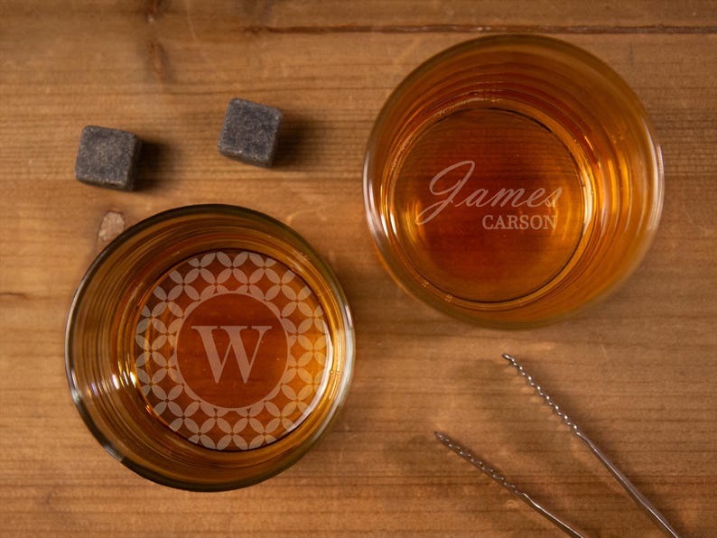 Engraved Whiskey Glasses, Monogram Bourbon Glass, Bottom Etched Whiskey — free download