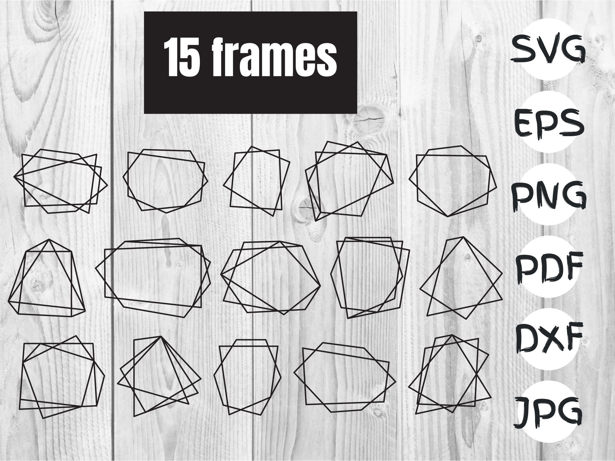 Geometric frames svg Crystal shapes svg Polygonal frame Etsy