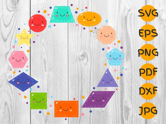 Geometric Figures Svg Frame Cute Shapes For Kids Vector Etsy