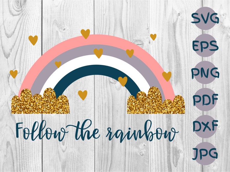 Download Free Rainbow Svg Rainbow With Glitter Gold Clouds Svg Clipart Etsy SVG Cut Files