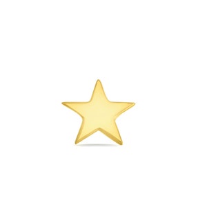 14k Solid Yellow Rose White Star Stud, Piercing , Body Jewelry /threadless stud/ 25g threadless , 14g or 16g Threaded pins