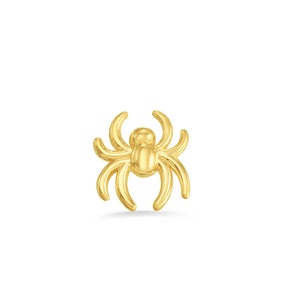 14k Gelbe Rose Weiß Solid Gold Spooky Spinne Ohrstecker, Körperschmuck 25g Threadless, 14g und 16g Gefädelte Pins /Halloween Collection/