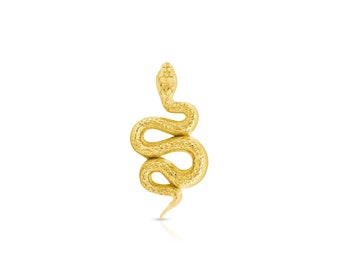 14k Solid Yellow Rose White Gold Rattlesnake Stud, Tragus Helix Conch Lobe Piercing, Body Jewelry 25g threadless, 14g, 16g Threaded pins
