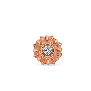 14k Yellow Rose White Solid Gold Stud CZ setting, Helix Conch Lobe, Tragus Piercing,  Body Jewelry 25g Threadless, 14g and 16g Threaded Pins