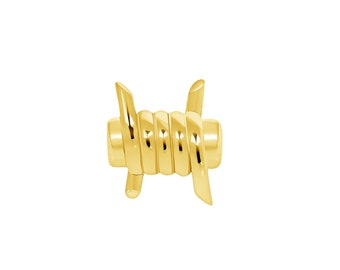 14K Solid Gold Barbed Wire Piercing: 25g Threadless, 14/16g Threaded Pins