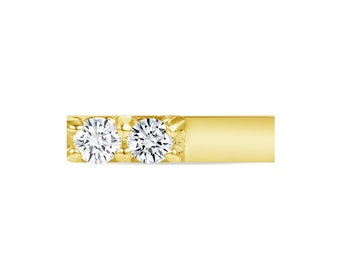 14k Gold Double Prong Bar Stud: 25g Threadless, 14/16g Threaded Pins