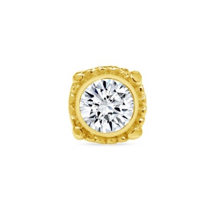 14k Yellow Rose White Solid Gold Afra Stud , Body Jewelry 25g Threadless, 14g and 16g Threaded Pins